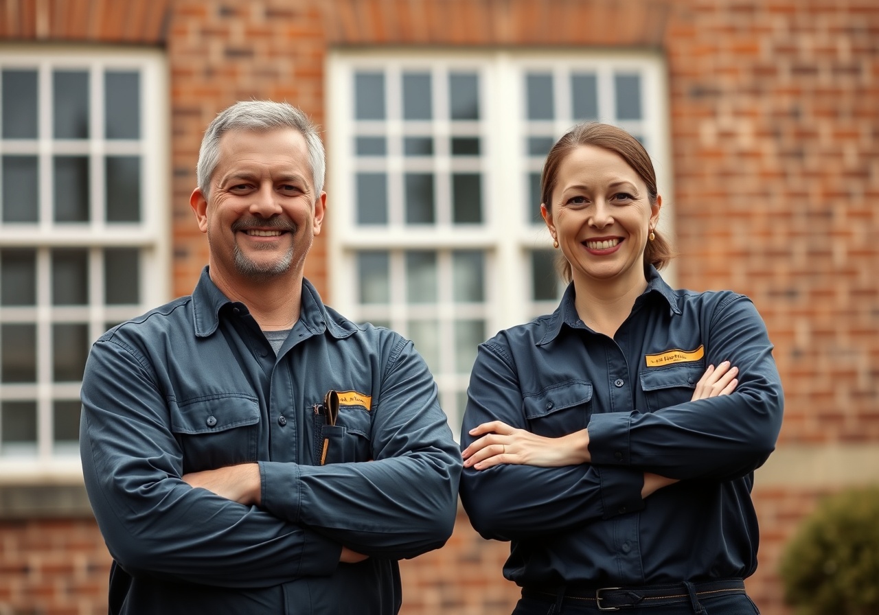 Marcus Thorne and Elena Rodriguez, founders of Sensibly, standing in a modern workshop environment with tools and blueprints